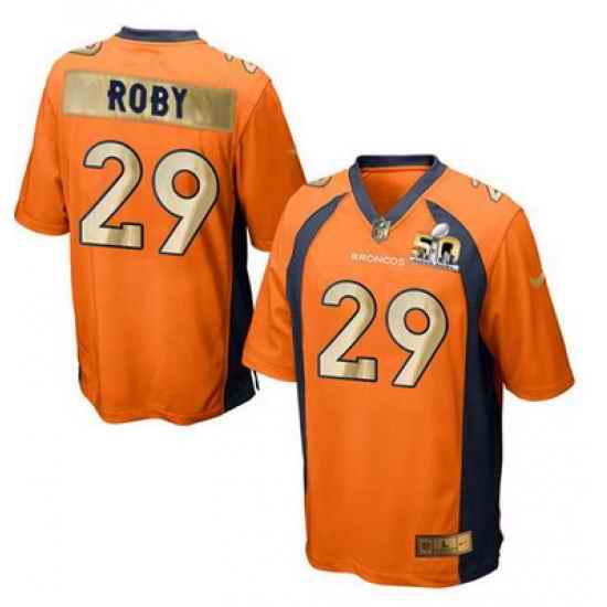 Nike Broncos #29 Bradley Roby Orange Team Color Mens Stitched NFL Game Super Bowl 50 Collection Jersey
